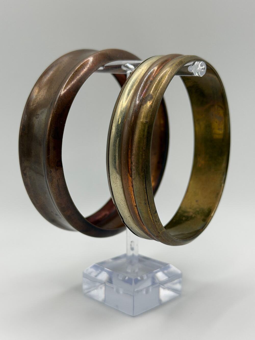 Vintage Mixed Metal Copper Brass Stacking Bangle Bracelet Set